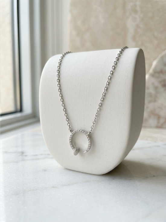 Jewelry - S925 Minimalist Moissanite Open Circle Nail Pendant Necklace